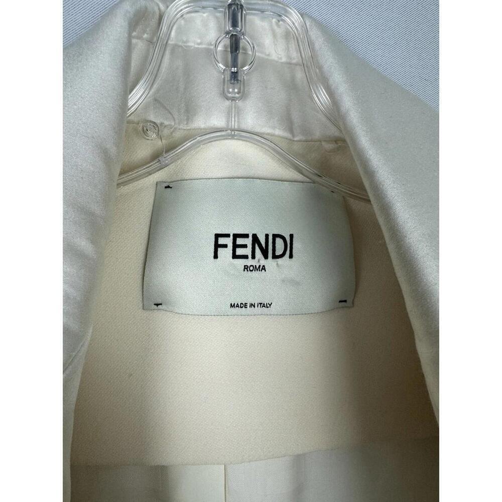 Fendi Wool & Silk Cropped Blazer Jacket Cream Size L - Picture 7 of 7